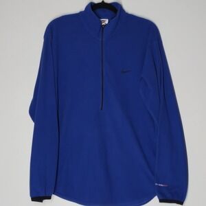 Vintage 90's Nike Mens Quarter Zip Sweatshirt 100% Cotton Size L Blue